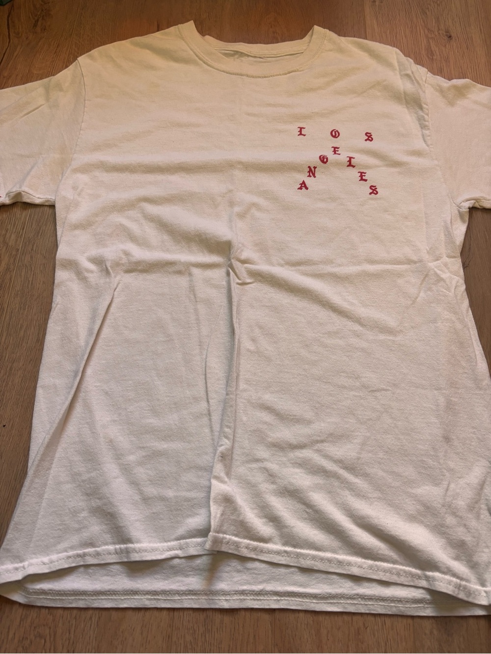 White Graphic Tee with Red 'Los Angeles' Print
